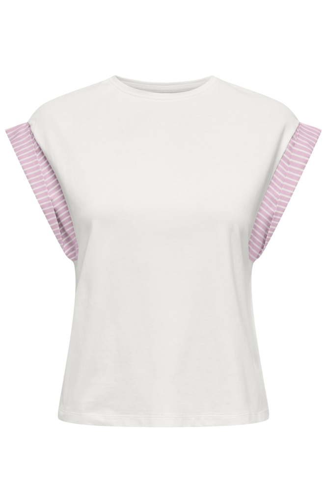 ONLDAWN LIFE S/S O-NECK MIX TOP JRS 15346440 CLOUD DANCER/WOVEN ROSE